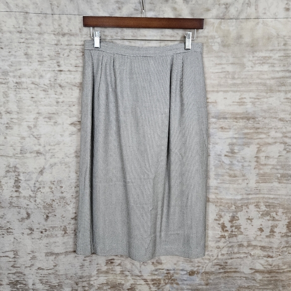 Vintage Houndstooth Pencil Skirt VTG 1990s 90s M Black White Academia Pinup Ska - Picture 2 of 11